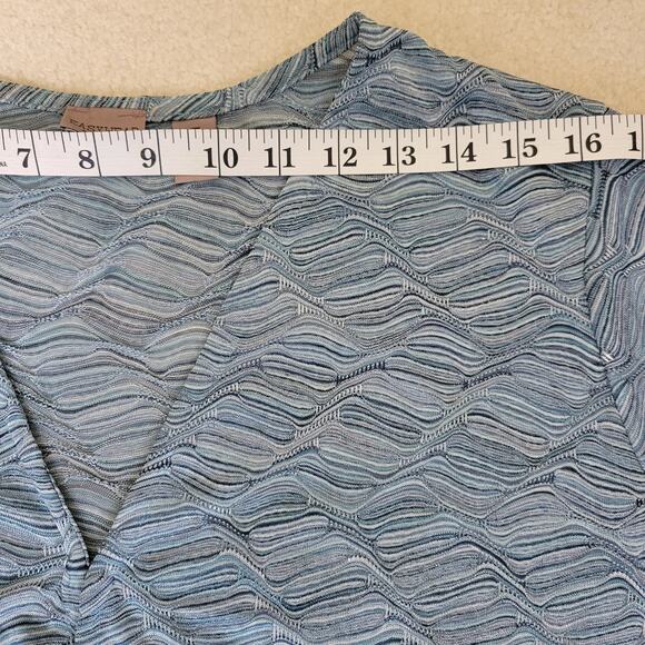 Chico's Easywear Size 3/XL Wavy Textured Cardigan 3/4 Sleeve V-Neck Soft Blue - Picture 9 of 15